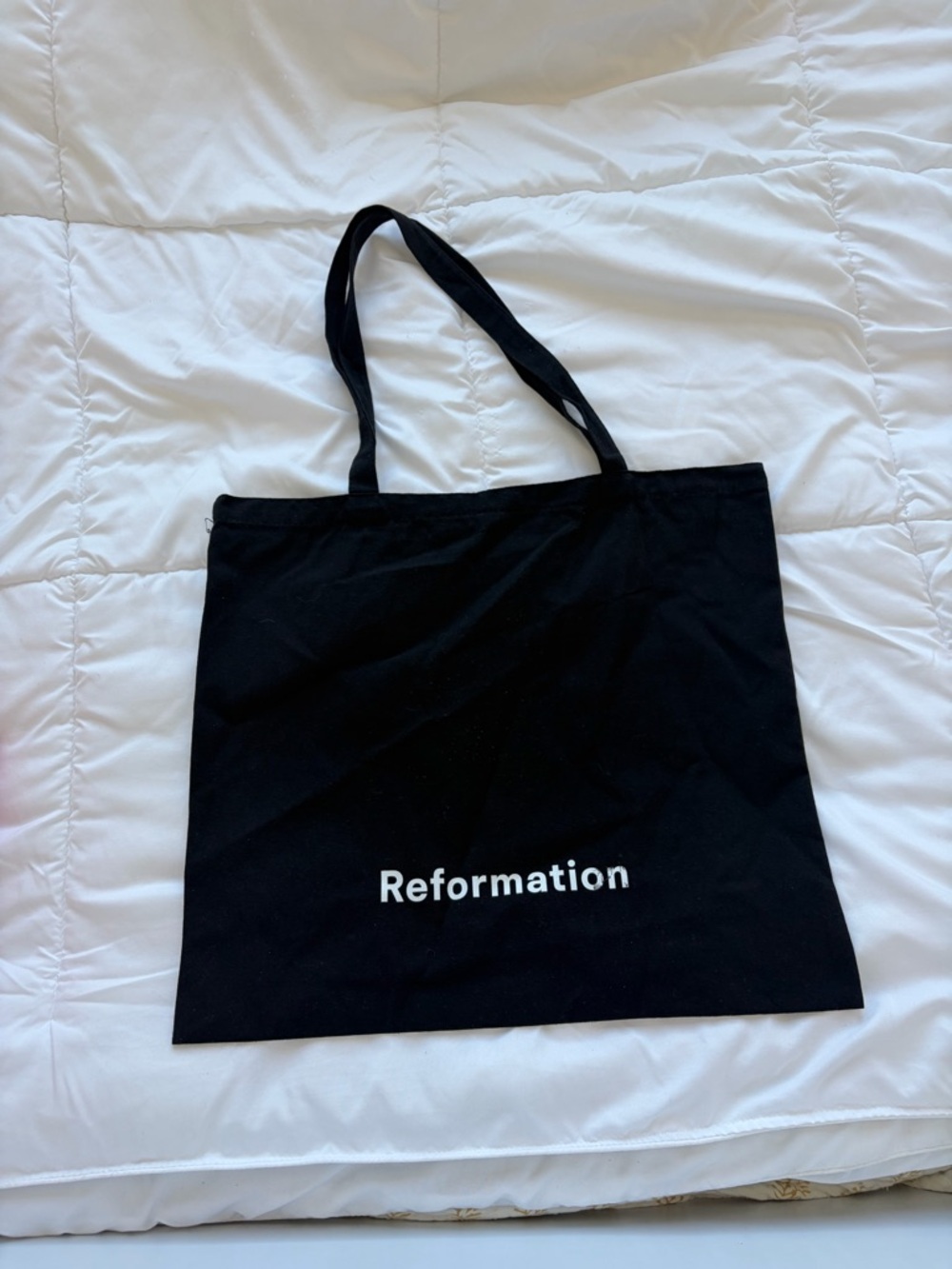 Reformation Black Tote with White Logo